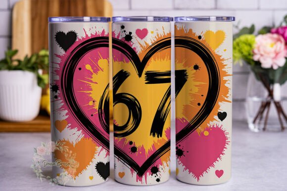 67 Heart Abstract Paint Tumbler Wrap PNG Review