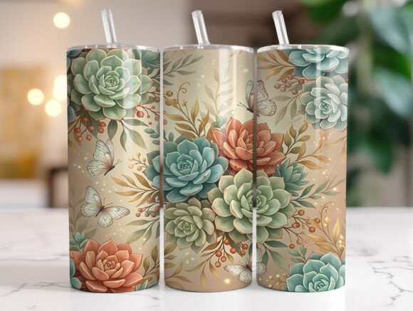 Boho Succulent Floral Butterfly Tumbler Review