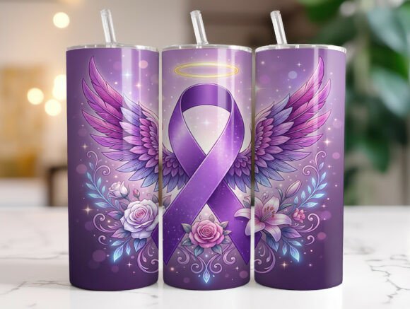 Cancer Awareness Purple Ribbon Tumbler Design Review