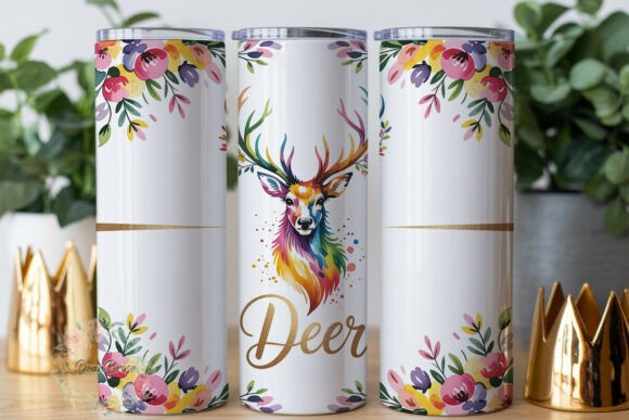 Colorful Watercolor Deer Tumbler Wrap Design Review