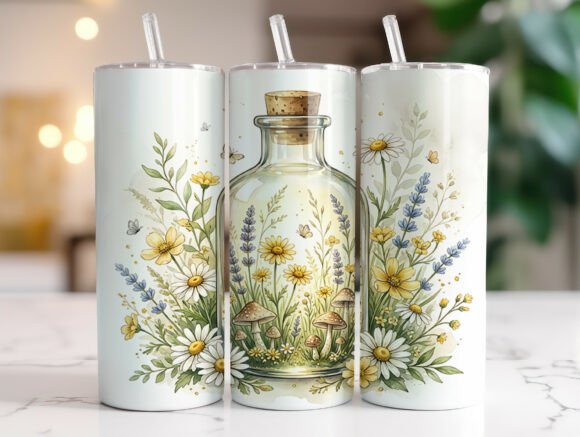 Cottagecore Fairy Garden Bottle Tumbler