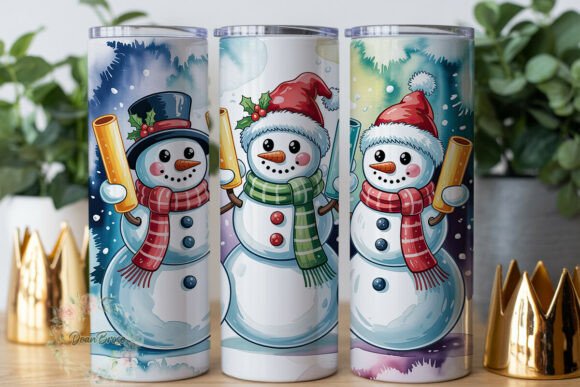 Festive Snowmen Winter Tumbler Wrap
