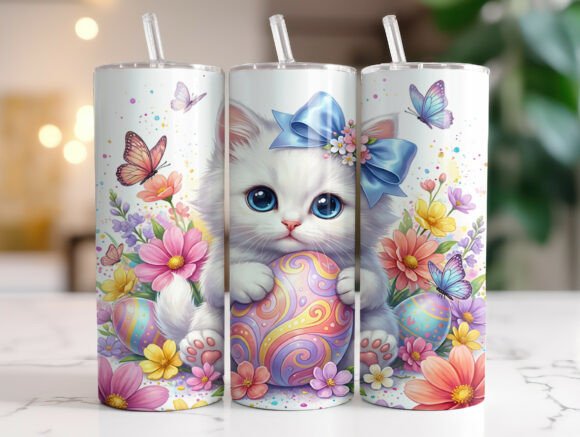 Floral Easter Cat Tumbler Wrap Design Review