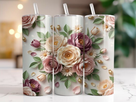 Luxurious Floral Bouquet Roses Tumbler Design Review