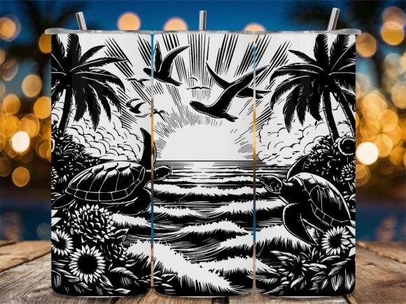 Ocean Sunset Turtle Waves Embroidery Design Review