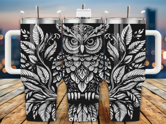 Ornate Zentangle Owl Tumbler Design Review