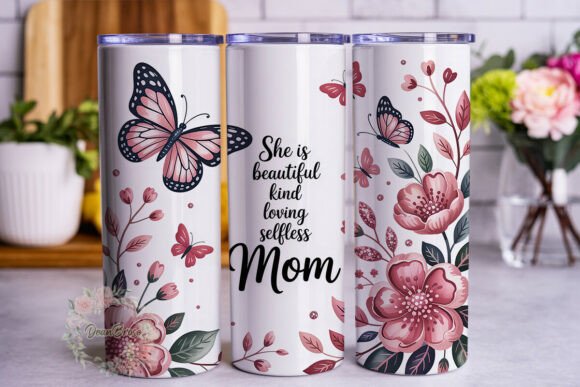 Pink Butterfly Floral Mom 20oz Tumbler Design Review
